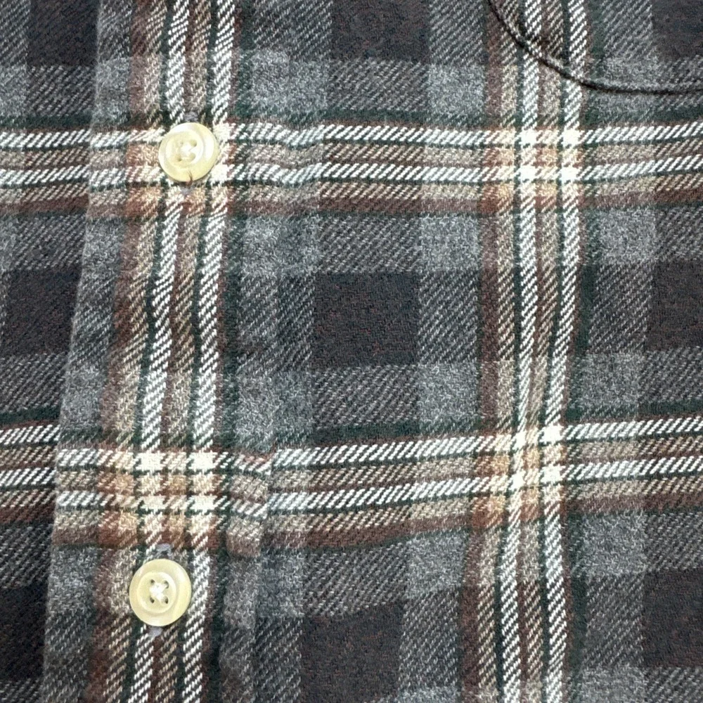 Gitman Bros Flannel Shirt Men's Sz Large Gray Plaid Button Down Classic USA VTG